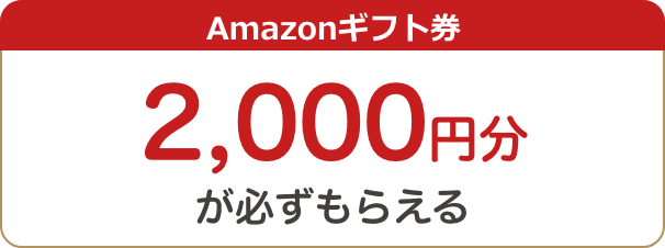 Amazonギフト券2000円分が必ずもらえる