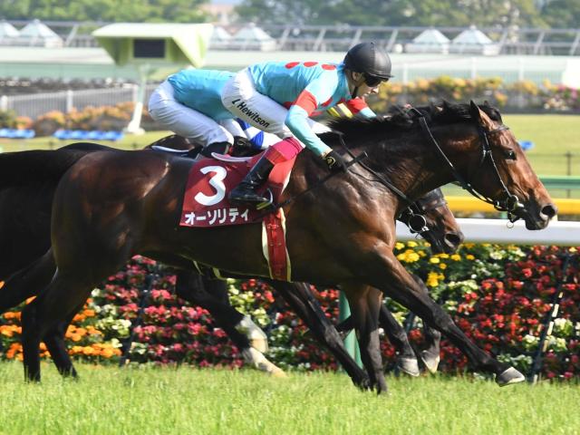　１１Ｒ、青葉賞を制したオーソリティ（手前）＝東京競馬場（撮影・三好信也）