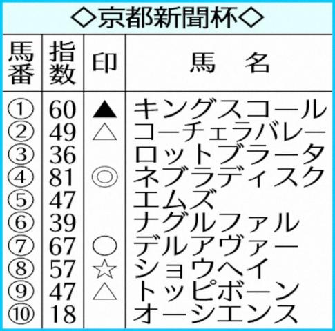 【京都新聞杯】AI予想　ネブラディスク突出した高指数