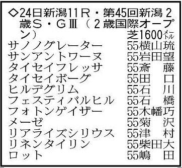 【新潟2歳S展望】皐月賞馬ミュージアムマイルの半妹フェスティバルヒルが中心　新馬戦圧勝のリアライズシリウスも好素材