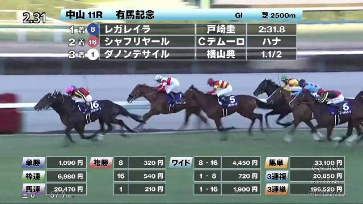 【12/22 有馬記念ほか】中山ダイジェスト/JRAレース結果