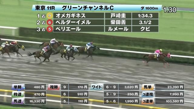 【10/9 グリーンチャンネルCほか】東京ダイジェスト/JRAレース結果