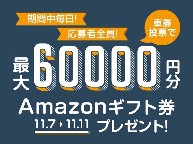 11/7〜11/11 期間中の投票で最大60,000円分のAmazonギフト券がもらえる！