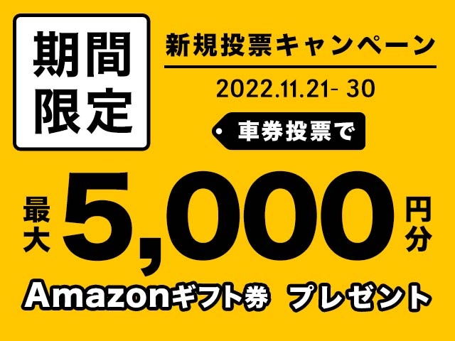 11/21〜11/30 新規投票キャンペーン！条件達成で最大5,000円分のAmazonギフト券プレゼント！