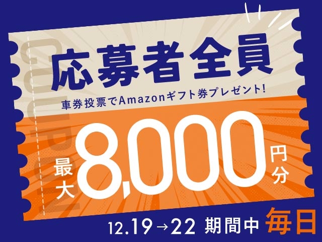 12/19〜12/22 期間中の投票で毎日最大8,000円分のAmazonギフト券がもらえる！