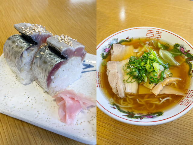 人気のバッテラ寿司とラーメン