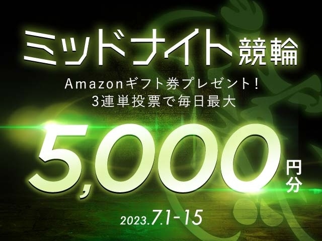 ミッドナイト競輪 投票キャンペーン！3連単投票してAmazonギフト券をゲット！（応募締切：2023/07/15(土)23:59）